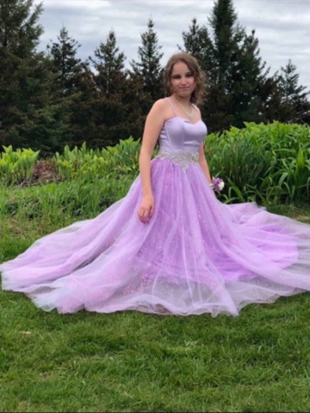 Lavender Sparkle Ball Gown Dress for Women